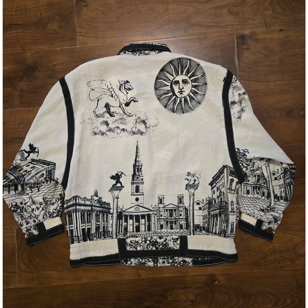 Vintage Rome Inspired Graphic Art Cityscape Windbreaker Jacket Size M - Picture 2 of 9